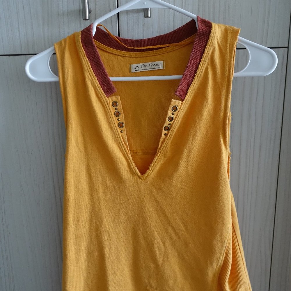 Free People Patterned Orange Muscle Tee